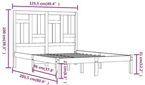 Σκελετός Κρεβατιού Χωρίς Στρώμα 120x200 εκ Μασίφ Ξύλο Πεύκου - Καφέ