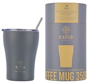 Estia 01-12441 Coffee Mug Save The Aegean Ποτήρι Θερμός με Καλαμάκι Grey 350ml