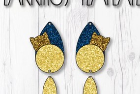 Σετ των 3 Intra απο ξύλο plywood 3mm-4mm πάχος Πρότυπο σκουλαρίκια γάτα Δίασταση 3x3 cm INTRAFABR-8118860