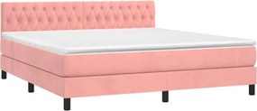 vidaXL Κρεβάτι Boxspring με Στρώμα Ροζ 180x200 εκ. Βελούδινο