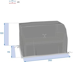Κάλυμμα για καναπέ Hesperide - 260x115x100cm - Γκρι