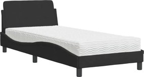 vidaXL Κρεβάτι με Στρώμα Dover Μαύρο 90x190 εκ. Βελούδινο