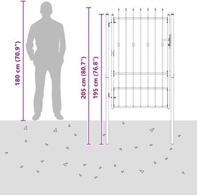 vidaXL Πύλη Φράχτη ASTEN 100 x 150 cm Μέταλλο Μαύρο Κλειδώσιμο