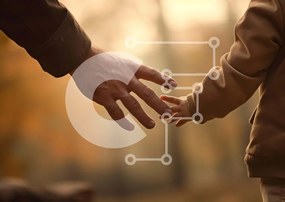 Intra Συλλεκτικό Ξύλινο Παζλ Plywood 4mm - Άνδρας και παιδί που περπατούν στο φθινοπωρινό δάσος Σε Ξύλινο Κουτί - Διαστάσεις: 10x10 cm – 25 κομμάτια