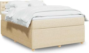 vidaXL Κρεβάτι Boxspring με Στρώμα Κρεμ 140x200 εκ. Υφασμάτινο
