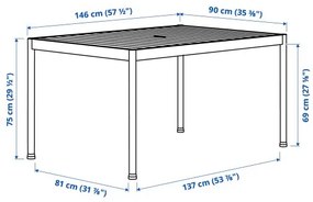 SEGERON/TEGELON τραπέζι και 4 καρέκλες εξωτερικού χώρου 295.012.33