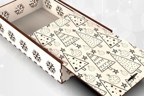 Σετ των 2 Intra απο ξύλο plywood 3mm-4mm πάχος - Κουτί δώρου γιορτινό συρόμενο καπάκι Δίασταση 15x15 cm INTRAFABR-109675514