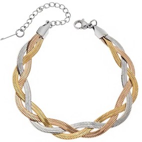 Βραχιόλι Senza Gold Plated Steel, πλεξούδα με τριπλή αλυσίδα σε τρία χρώματα
