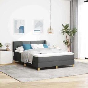 vidaXL Κρεβάτι Box Spring με Στρώμα Γκρι Σκούρο, 160x200 εκ. Υφασμάτινο