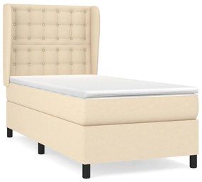 Κρεβάτι Boxspring με Στρώμα Κρεμ 80 x 200 εκ. Υφασμάτινο - Κρεμ