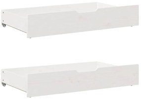 vidaXL Συρτάρια Κρεβατιού 2 τεμ Λευκό 95x55x17 εκ. Μασίφ Ξύλο Πεύκου