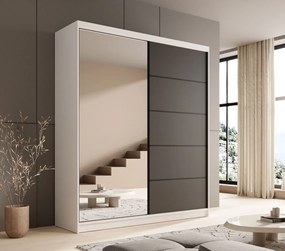 Ντουλάπα Shelvia 180 συρόμενη -Leuko-Mauro