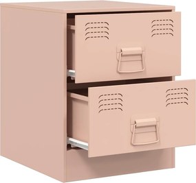 vidaXL Κομοδίνο Ροζ 34,5 x 39 x 44 εκ. από Χάλυβα
