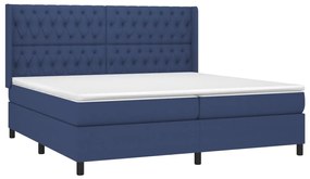 vidaXL Κρεβάτι Boxspring με Στρώμα Μπλε 200x200 εκ. Υφασμάτινο