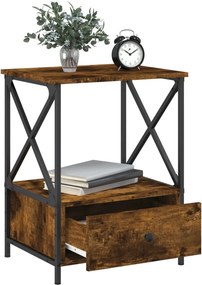 vidaXL Κομοδίνα 2 τεμ Καπνιστή Δρυς 50x41x65 εκ. Επεξεργασμένο Ξύλο