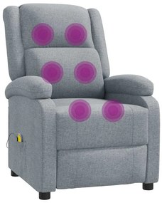 vidaXL Πολυθρόνα Μασάζ Ανοιχτό Γκρι Υφασμάτινη