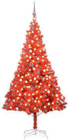 vidaXL Χριστουγεννιάτικο Δέντρο Τεχνητό LED/Μπάλες Κόκκινο 240 εκ. PVC