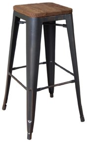 Σκαμπό Μπάρ Relix Wood Antique Black Ε5190W,10 43X43Χ76 cm Metal,Wood