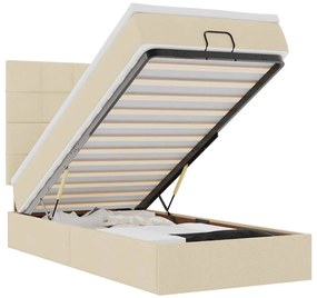 vidaXL Οθωμανικό κρεβάτι με στρώμα Cream 80x200cm ύφασμα