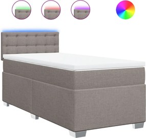 vidaXL Κρεβάτι Boxspring με Στρώμα Taupe 80x200 εκ. Υφασμάτινο