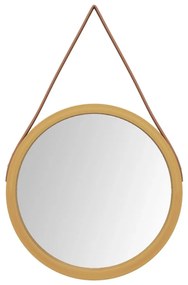 Καθρέφτης Τοίχου με Λουρί Χρυσός Ø 35 εκ. - Χρυσό