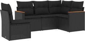 vidaXL Patio Sofa Set 5-θέσια Black