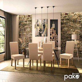 Καρέκλα Ditta pakoworld μόκα τεχνόδερμα - πόδια ξύλο μασίφ καρυδί