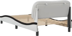 vidaXL Πλαίσιο κρεβατιού χωρίς Στρώμα Hvar Λευκό/Μαύρο 100x200εκ.Συνθ. Δέρμα