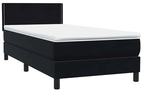 vidaXL Κρεβάτι Boxspring με Στρώμα &amp; LED Μαύρο 80x220 εκ. Βελούδινο