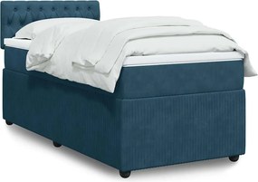 vidaXL Κρεβάτι Boxspring με Στρώμα Μπλε 100x200 εκ. Βελούδινο