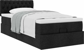 vidaXL Οθωμανικό κρεβάτι με στρώμα Μαύρο 100x200cm Ύφασμα