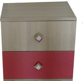 Lh-homefurniture Κομοδίνο 11105-DN  Φυσικό Jesion+ σκούρο ροζ 55x51x44cm 11105-DN