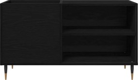 vidaXL Ντουλάπι δίσκων βινυλίου με ράφι Μαύρη Οξυά 85 x 38 x 48 εκ