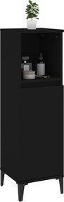 vidaXL Ντουλάπι Μπάνιου Μαύρο 30x30x100 εκ. Επεξεργασμένο Ξύλο