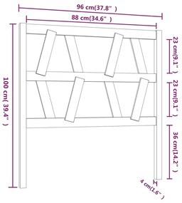 Κεφαλάρι Κρεβατιού Γκρι 96 x 4 x 100 εκ. από Μασίφ Ξύλο Πεύκου - Γκρι