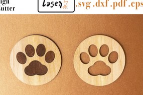 Σετ των 2 Intra απο ξύλο plywood 3mm-4mm πάχος Λίμα Cat Paw Coasters για κόφτη λέιζερ Δίασταση 15x15 cm INTRAFABR-86248169