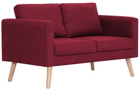 vidaXL Καναπές Διθέσιος Μπορντό Υφασμάτινος
