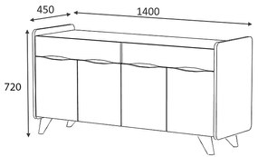 Μπουφές Sila Megapap χρώμα λευκό 140x45x72εκ.