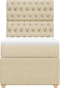 vidaXL Κρεβάτι Boxspring με Στρώμα Κρεμ 90x190 εκ.Υφασμάτινο