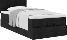 vidaXL Οθωμανικό κρεβάτι με στρώμα Μαύρο 100x200cm Ύφασμα