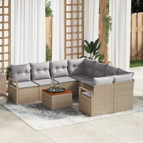 vidaXL Σετ Καναπέ Κήπου 9 pcs Μπεζ, ανοιχτό γκρι Μεσαίο