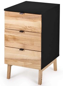 Συρταριέρα Γραφείου Luka 3 LUKADNATBLACK 41x50x75cm Natural-Black