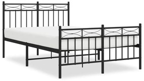 vidaXL Πλαίσιο Κρεβατιού με Κεφαλάρι&amp;Ποδαρικό Μαύρο 120x190εκ. Μέταλλο