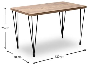 Τραπέζι Roger Megapap Mdf - μεταλλικό χρώμα ακακίας 120x70x75εκ.