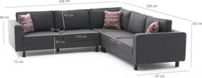Corner Sofa Kale Linen - Anthracite Anthracite