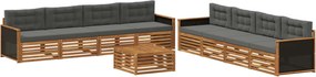 vidaXL Σειρά Καναπέ Εξωτερικού 9 τμχ. Φυσικό και Ανθρακί Πολυεστέρας