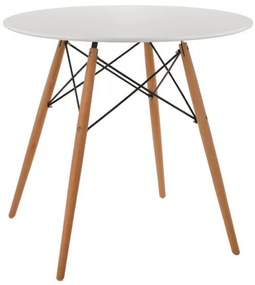 ΤΡΑΠΕΖΙ MINIMAL ΣΤΡΟΓΓΥΛΟ HM0059.01 MDF ΣΕ ΛΕΥΚΟ-ΠΟΔΙΑ ΟΞΙΑΣ ΦΥΣΙΚΟ Φ80Χ72Υεκ.