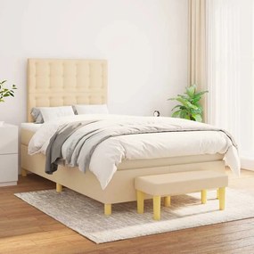 vidaXL Κρεβάτι Boxspring με Στρώμα Κρεμ 120x190 εκ. Υφασμάτινο