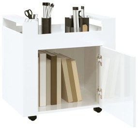 vidaXL Τρόλεϊ Γραφείου Γυαλ. Λευκό 60x45x60 εκ. από Επεξεργασμένο Ξύλο