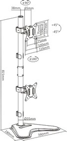 BRATECK βάση γραφείου για 2x οθόνες LDT66-T02V, 17-32", έως 9kg